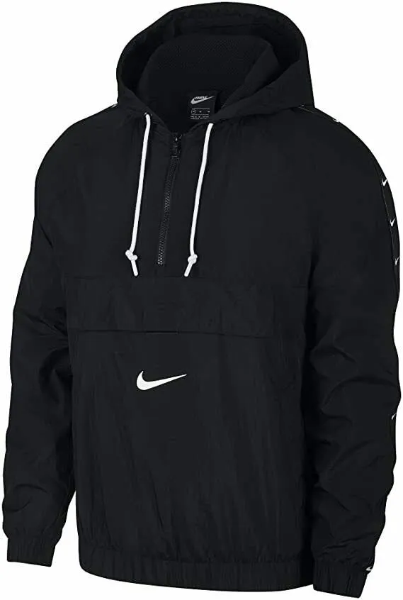 NIKE Swoosh Logo 1/4 Zip Woven Hooded Jacket   Mens