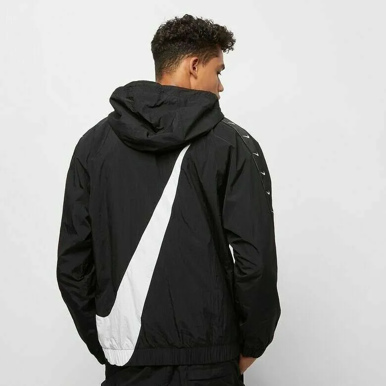 NIKE Swoosh Logo 1/4 Zip Woven Hooded Jacket   Mens