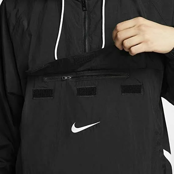 NIKE Swoosh Logo 1/4 Zip Woven Hooded Jacket   Mens