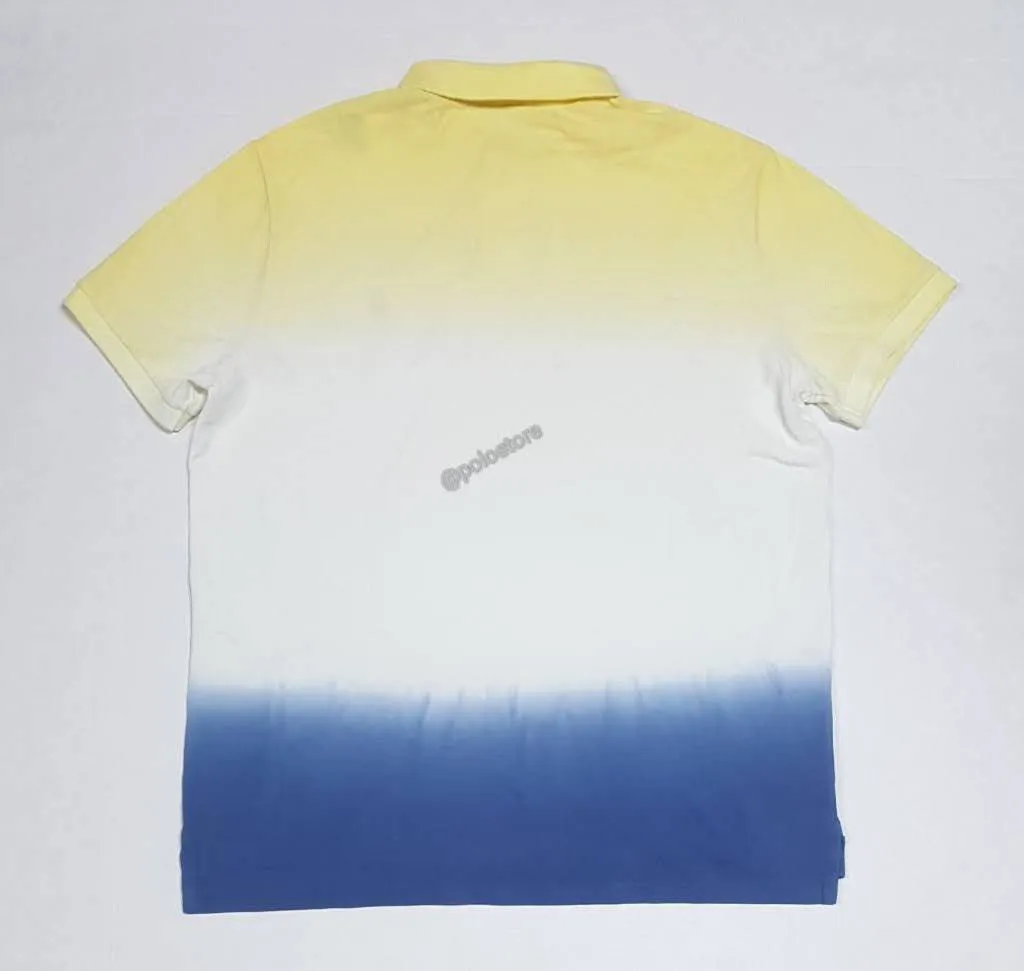 Nwt Polo Ralph Lauren Yellow/Blue Tie Dye Custom Slim Fit Polo