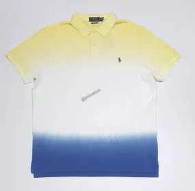 Nwt Polo Ralph Lauren Yellow/Blue Tie Dye Custom Slim Fit Polo