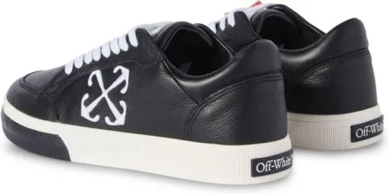 Off-White Vulcanized contrasting-tag leather sneakers Black