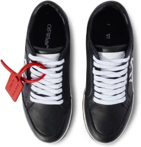 Off-White Vulcanized contrasting-tag leather sneakers Black