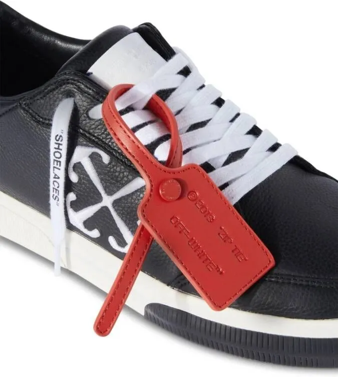 Off-White Vulcanized contrasting-tag leather sneakers Black