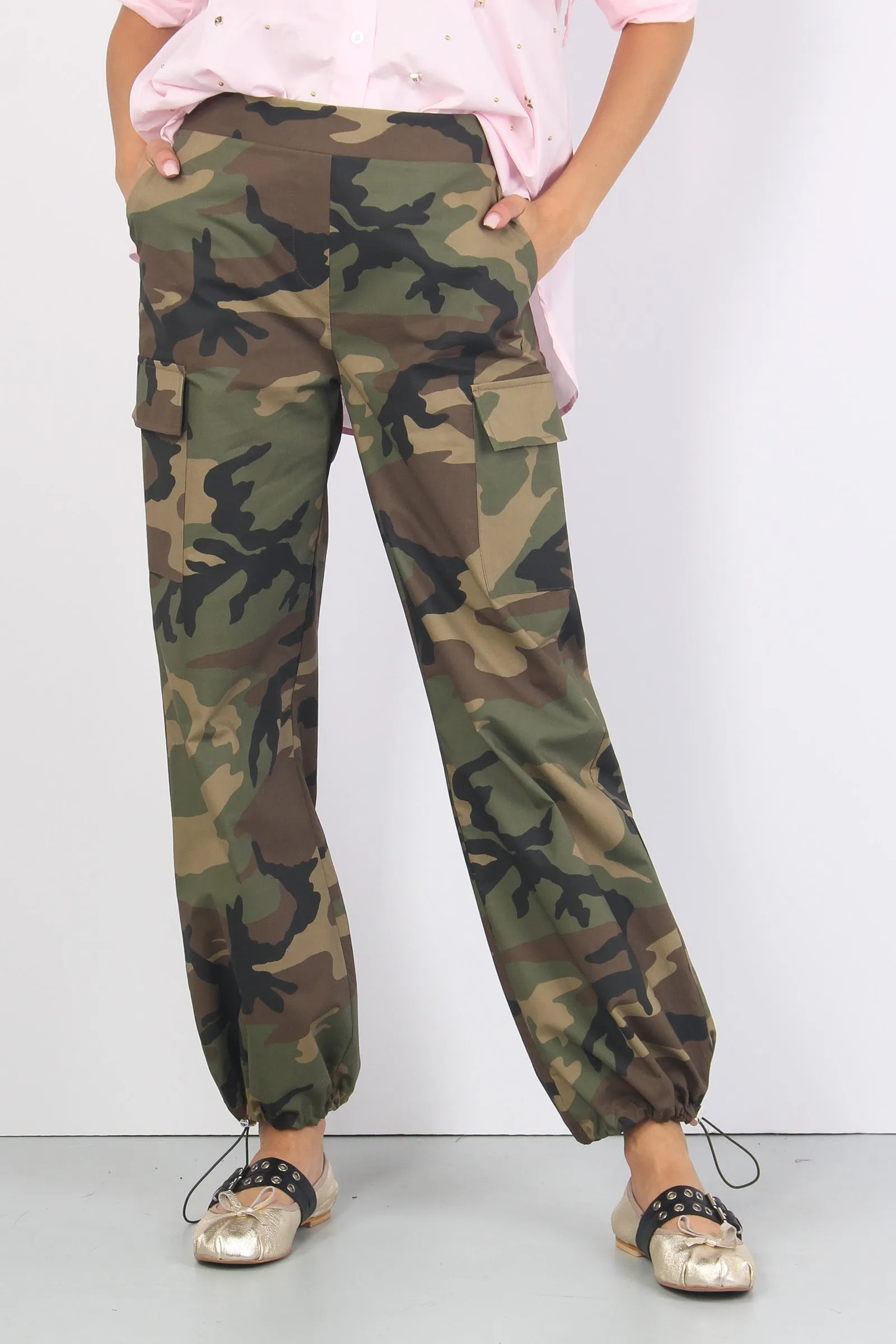 Pantalone Cargo Coulisse Fondo Militare