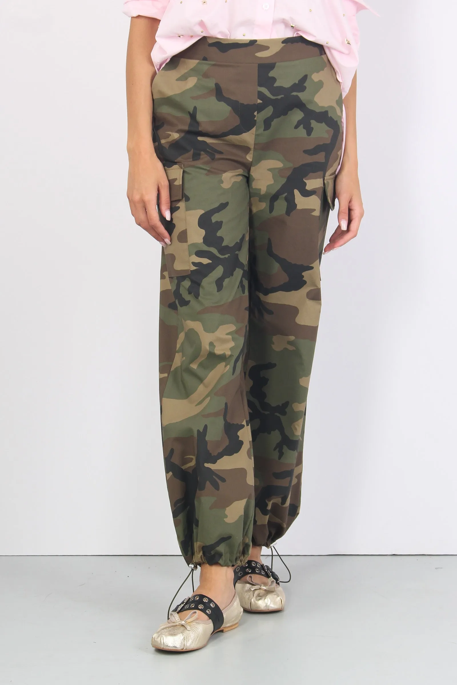 Pantalone Cargo Coulisse Fondo Militare