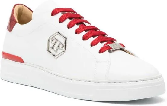 Philipp Plein Cocco Hexagon low-top leather sneakers Red