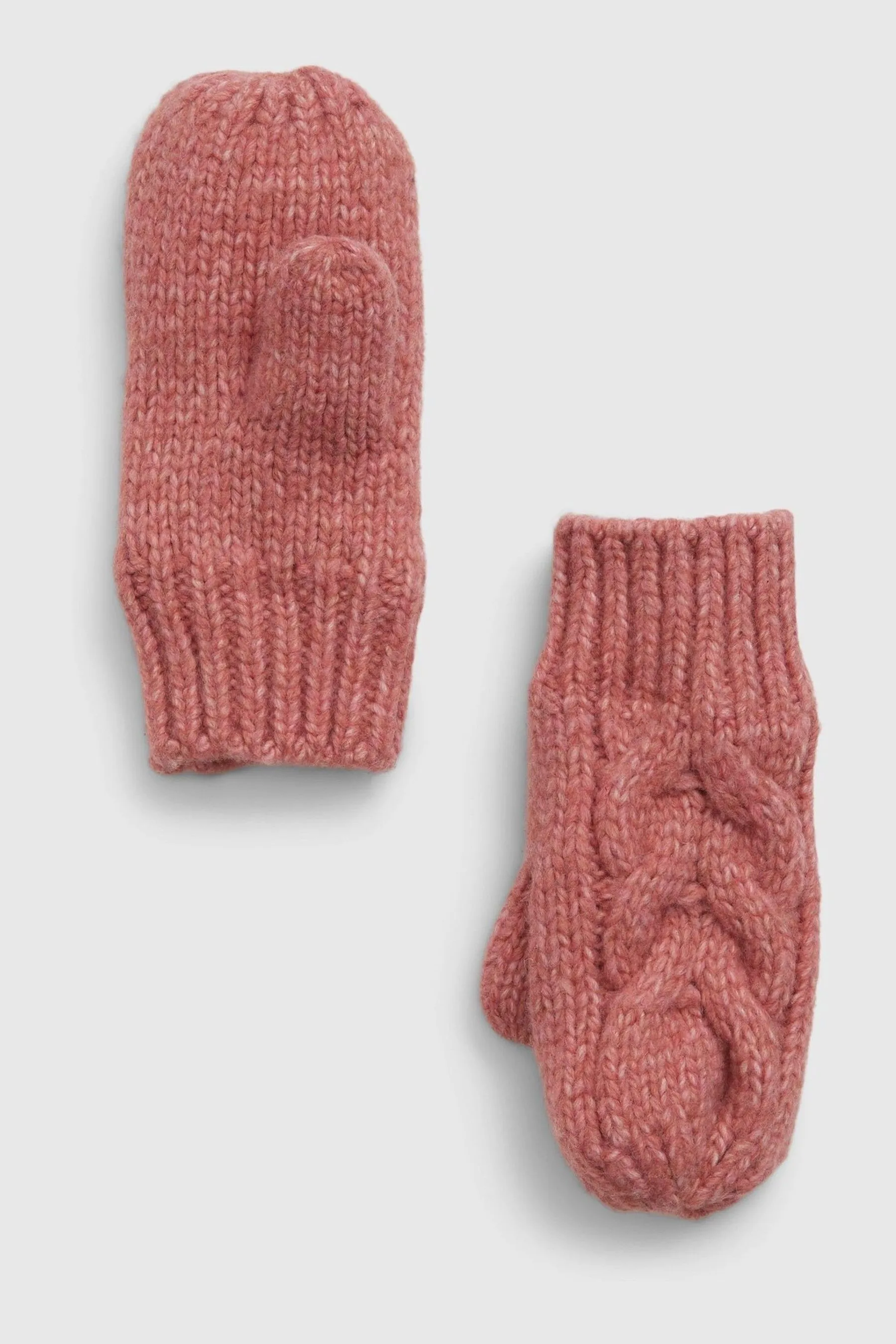 Pink Cable-Knit Mittens