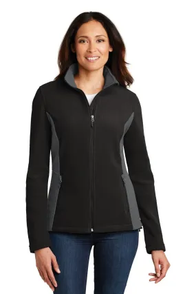 Port Authority Ladies Colorblock Value Fleece Jacket L216 Black/ Battleship Grey