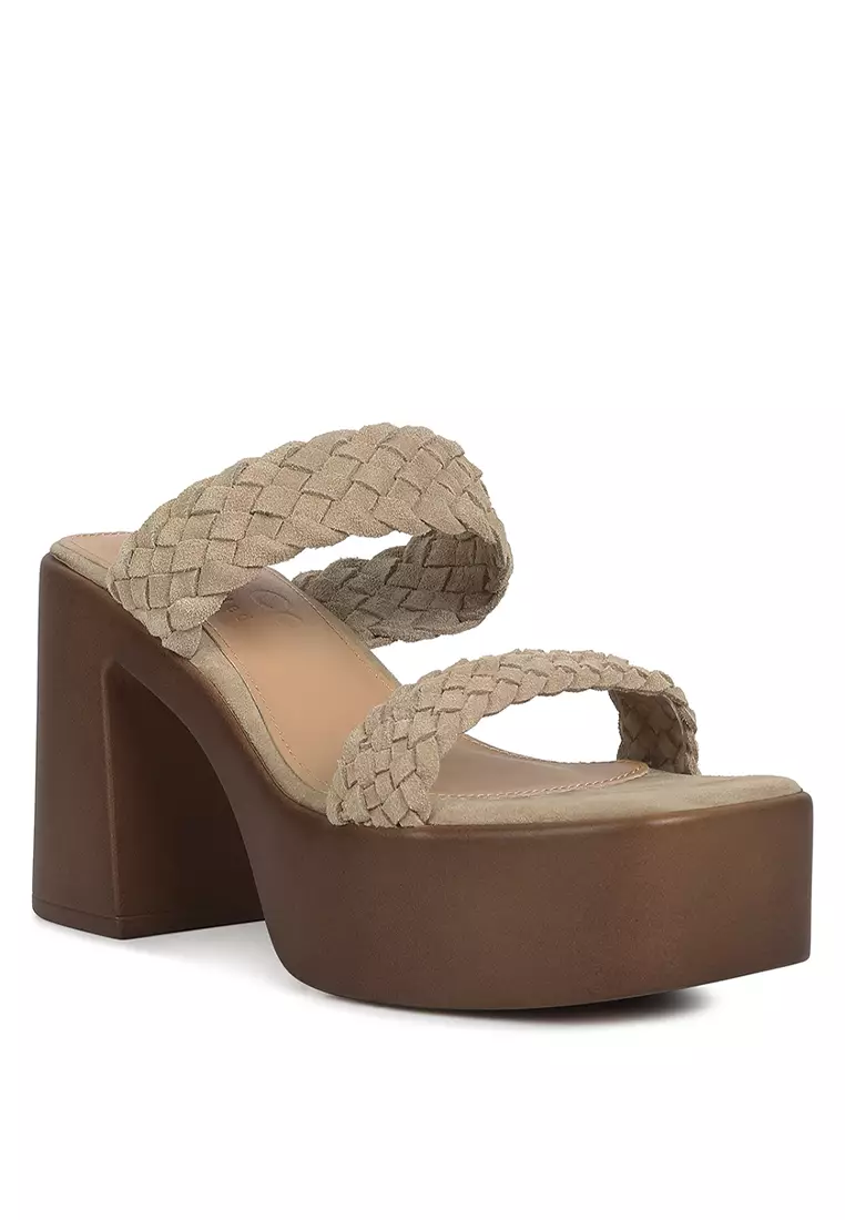 Rag & CO. Beige Braided Detail Chunky Sandals