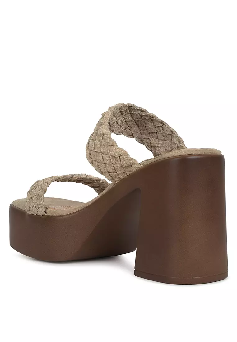 Rag & CO. Beige Braided Detail Chunky Sandals