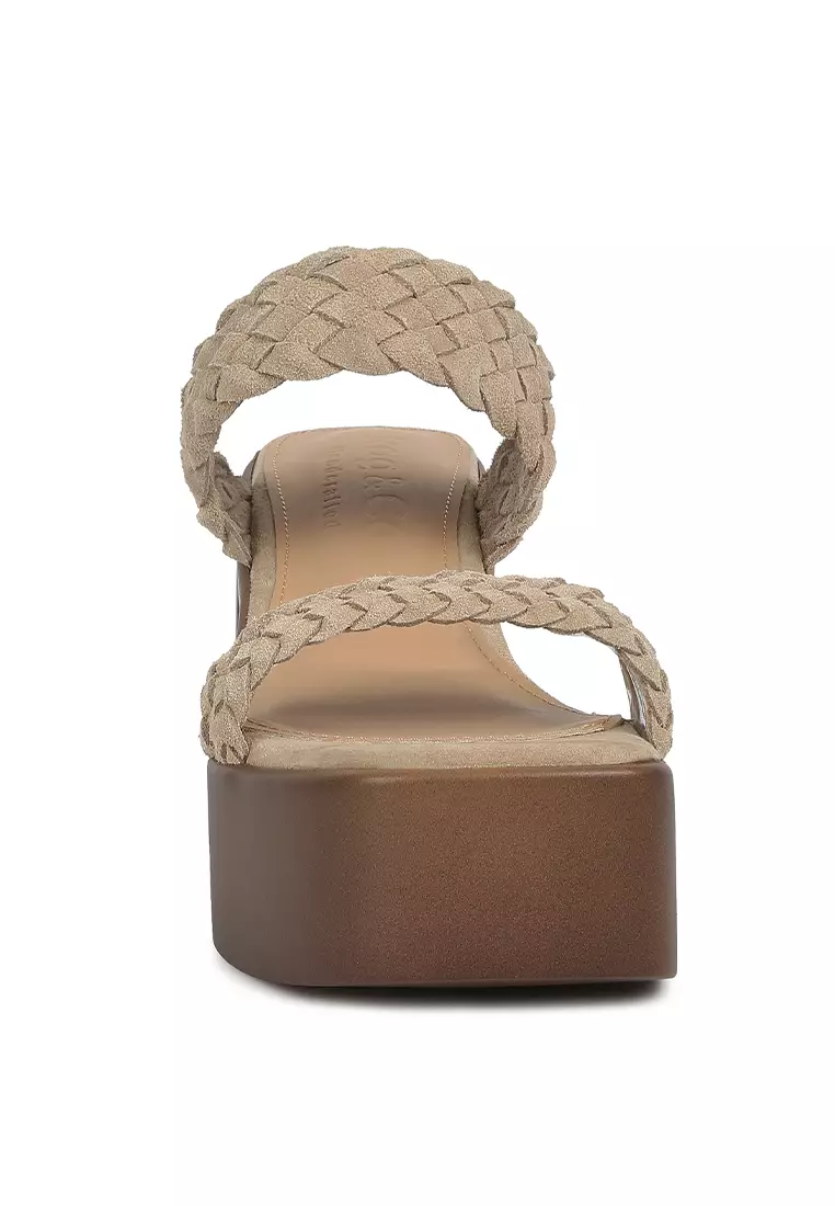 Rag & CO. Beige Braided Detail Chunky Sandals