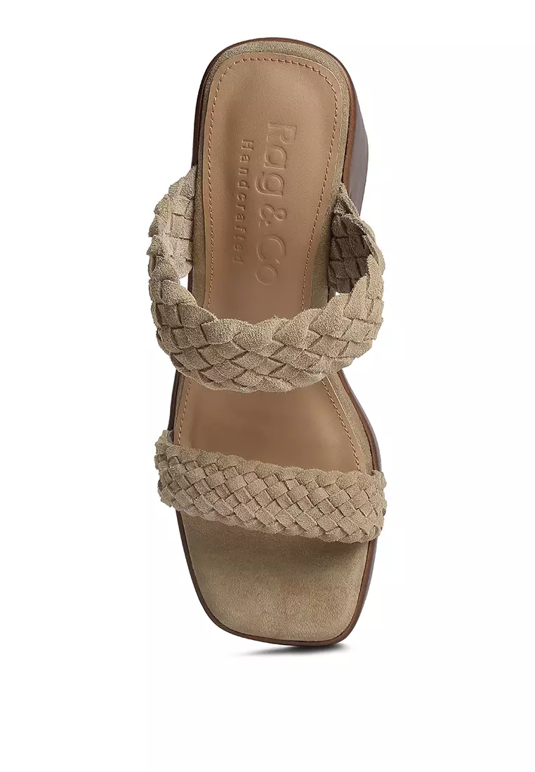 Rag & CO. Beige Braided Detail Chunky Sandals