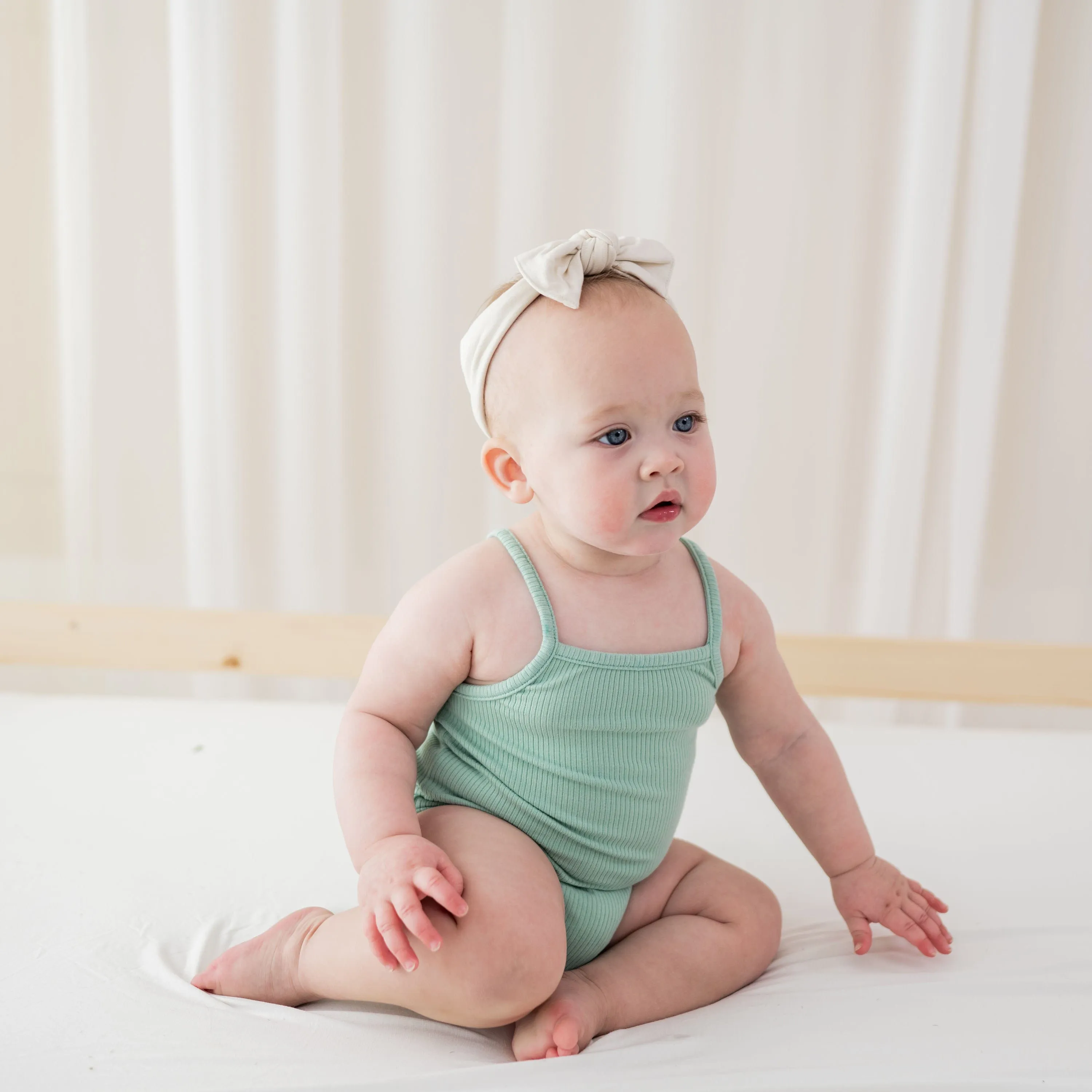 Ribbed Spaghetti Strap Bodysuit in Wasabi