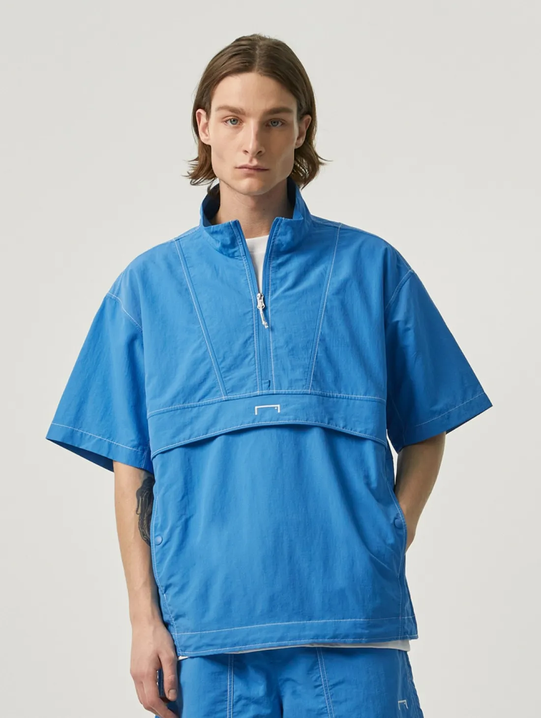 RIPSTOP SHORT SLEEVE ANORAK-BLUE