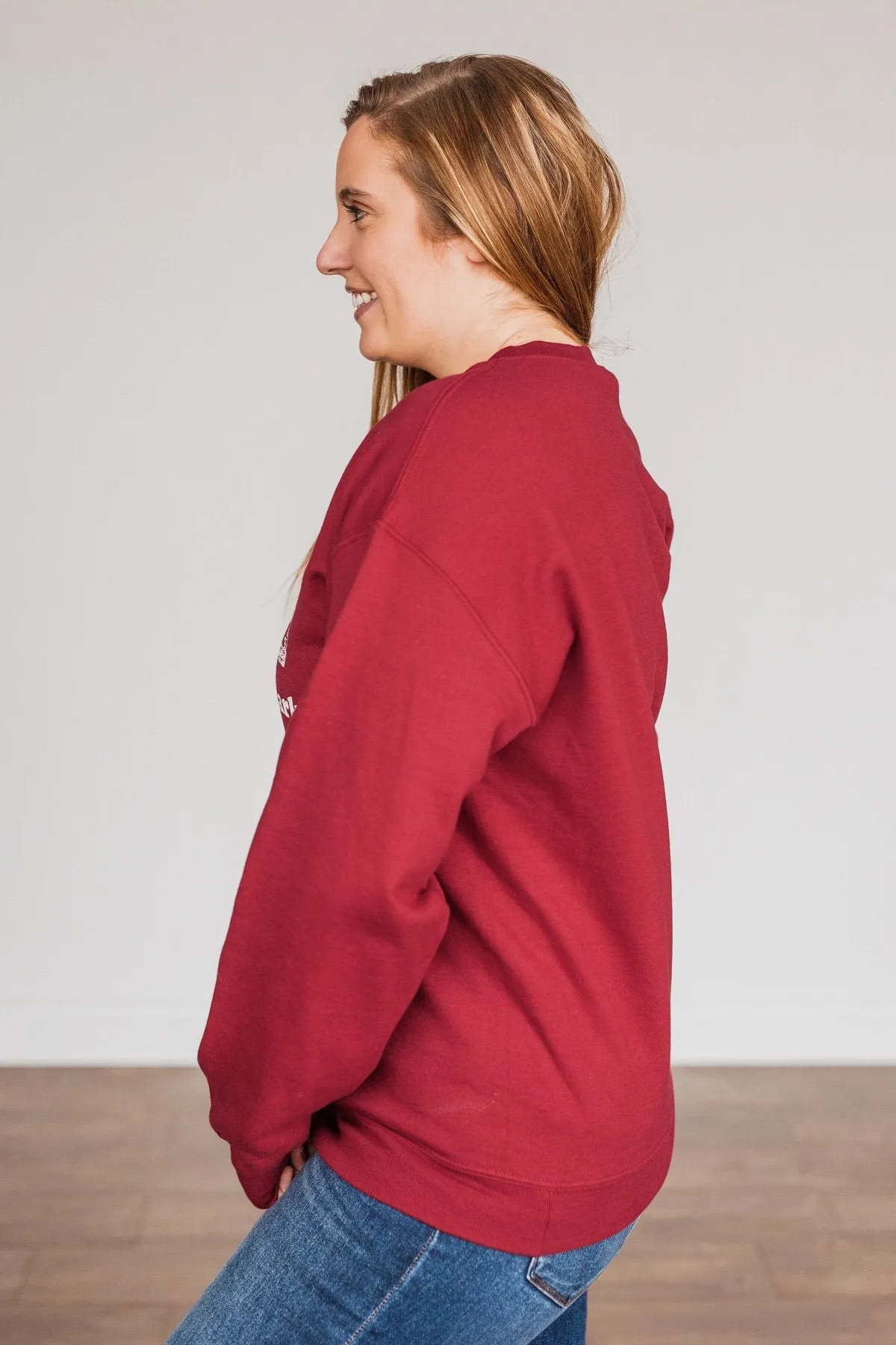 She's A Beaut, Clark Graphic Pullover- Cranberry