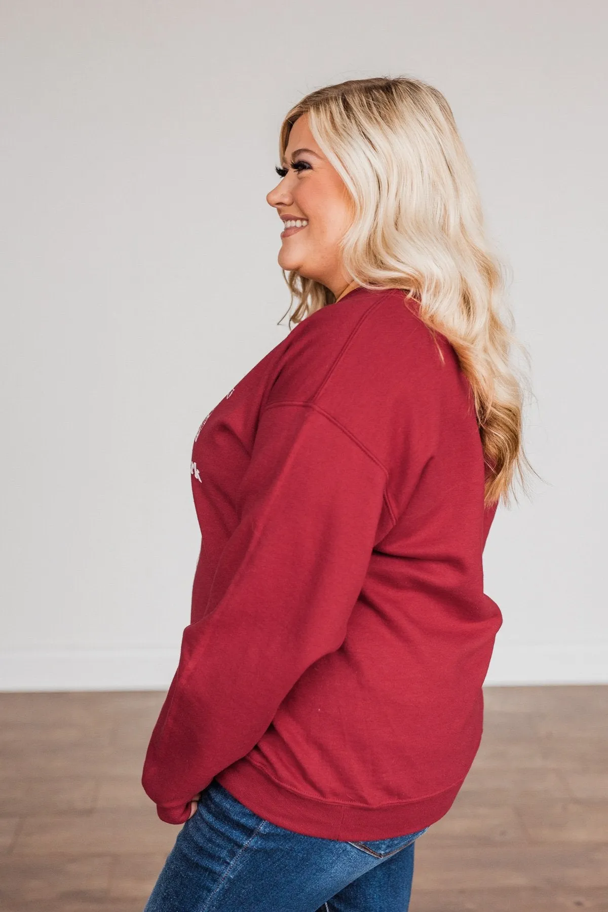 She's A Beaut, Clark Graphic Pullover- Cranberry