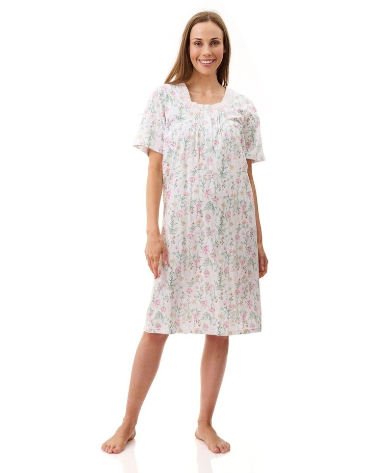 Short Sleeve Short Nightie in Rowan Multi