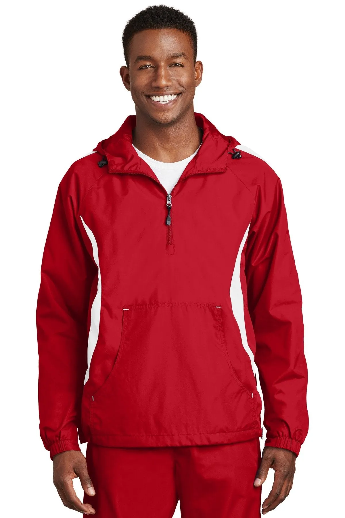 Sport-Tek Colorblock Raglan Anorak JST63 True Red/White