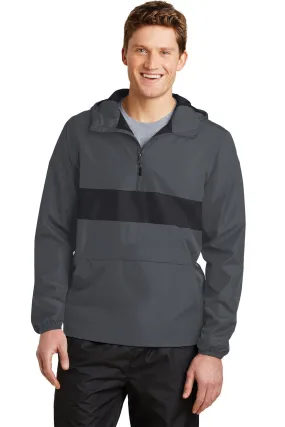 Sport-Tek Zipped Pocket Anorak JST65 Graphite Grey/ Black