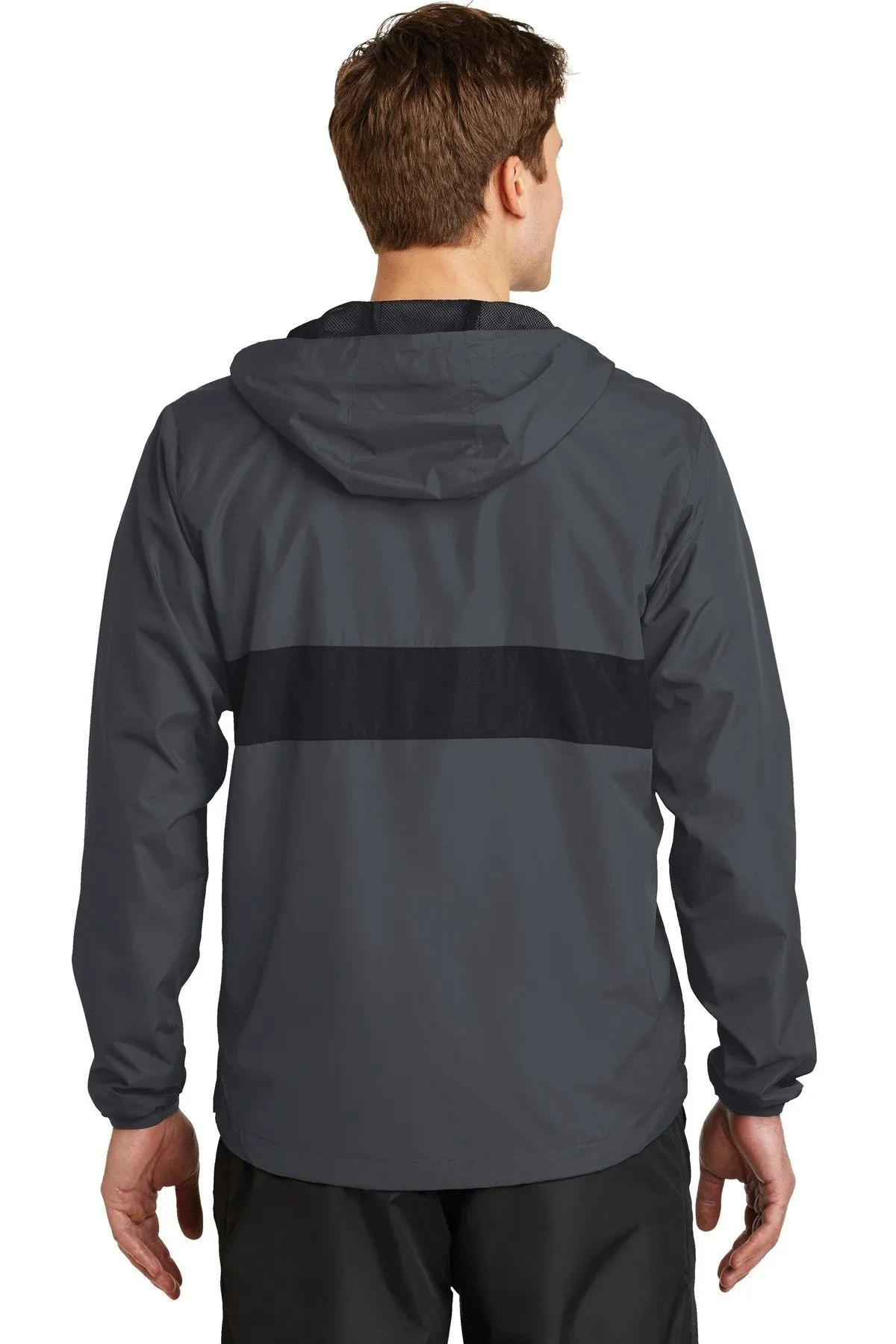 Sport-Tek Zipped Pocket Anorak JST65 Graphite Grey/ Black