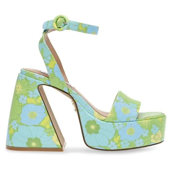 Steve Madden Paysin Lt Blue Floral PU Sandals