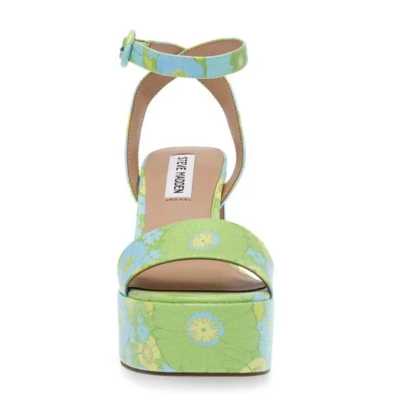 Steve Madden Paysin Lt Blue Floral PU Sandals