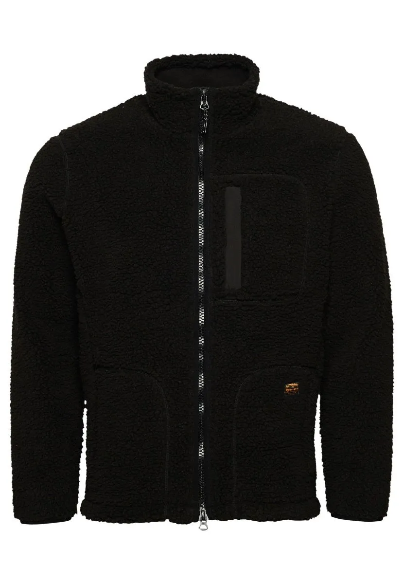 Superdry Sherpa Workwear Fleece Jacket Bison Black