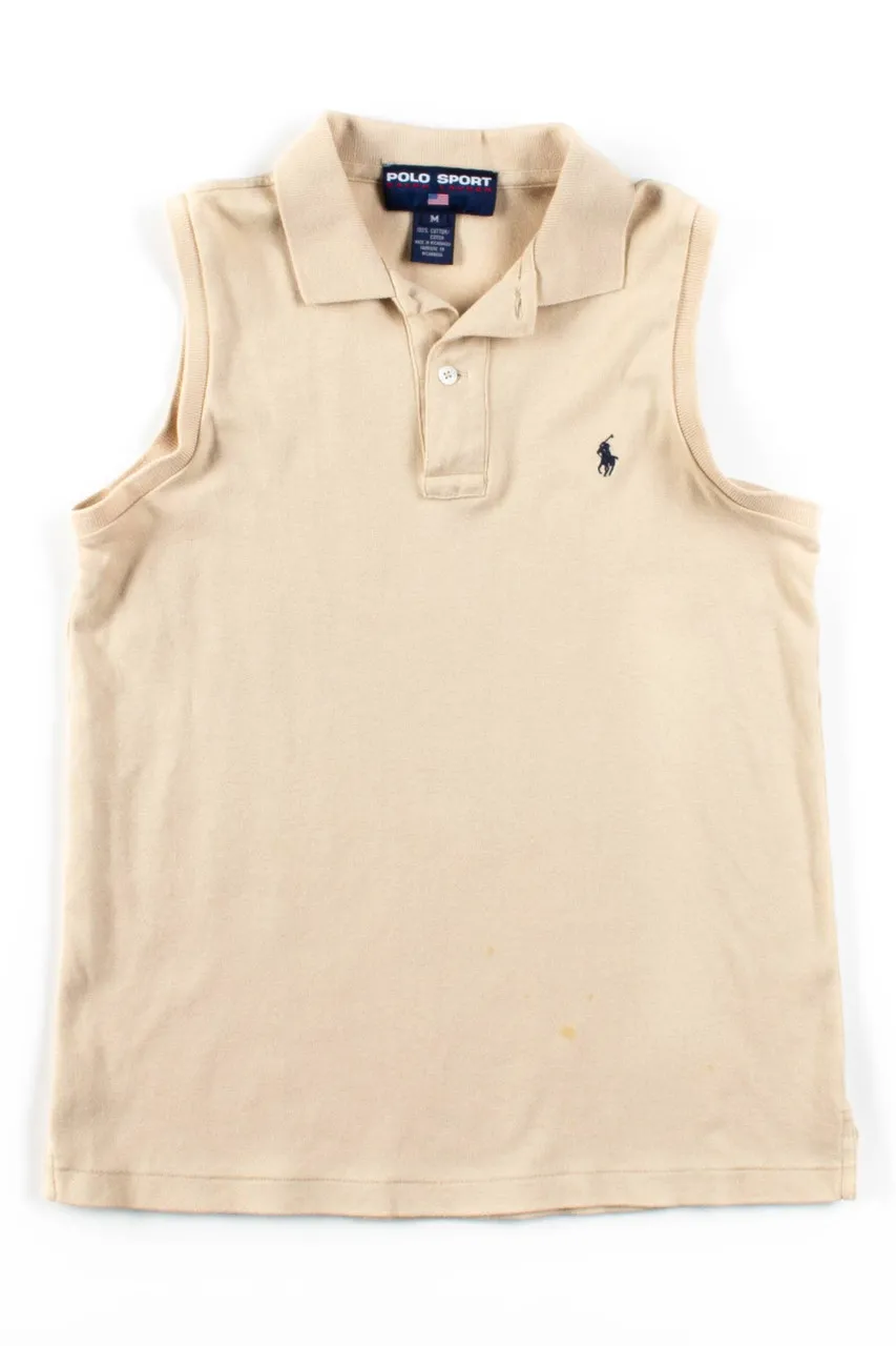 Tan Sleeveless Polo Shirt