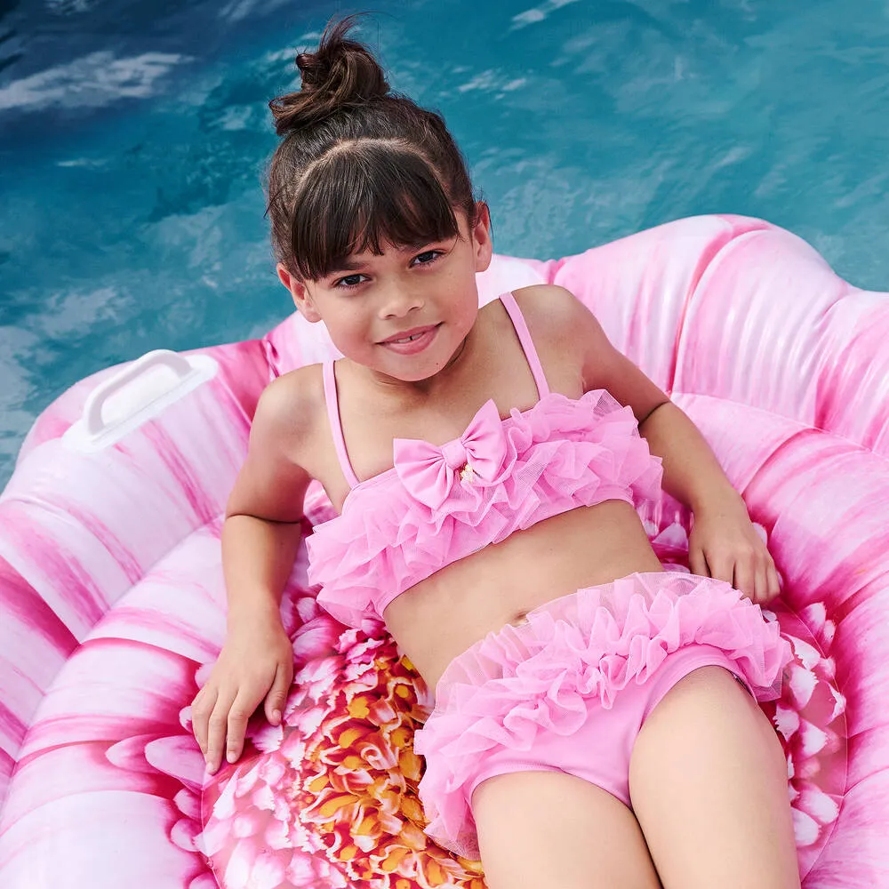 Teen Girls Pink Tulle Ruffle Bikini