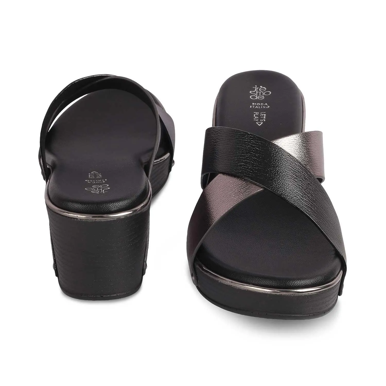 The Tomas Black Women's Dress Wedge Sandals Tresmode