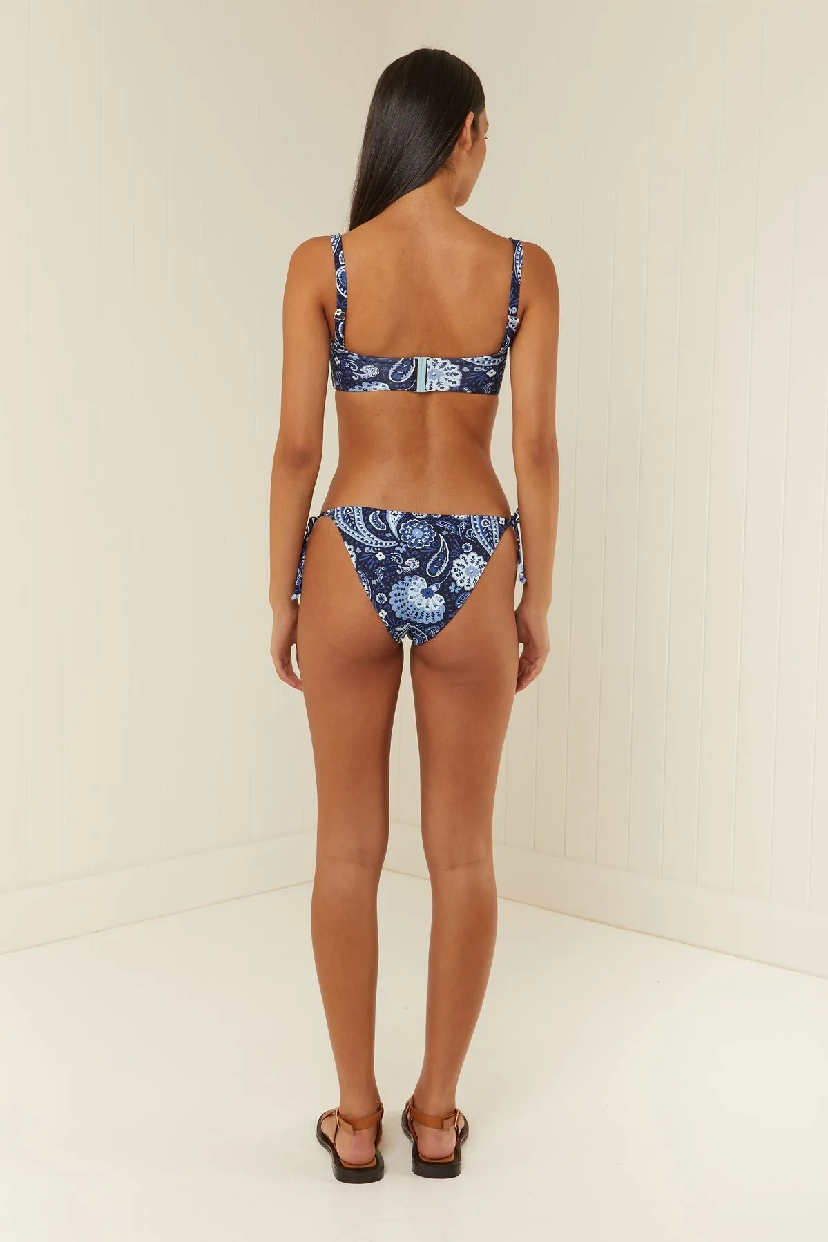 TIE UP BIKINI BOTTOMS (BLUE PAISLEY)