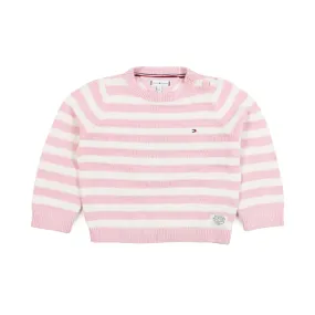 Tommy Hilfiger Cream And Pink Striped Pullover For Baby Girl