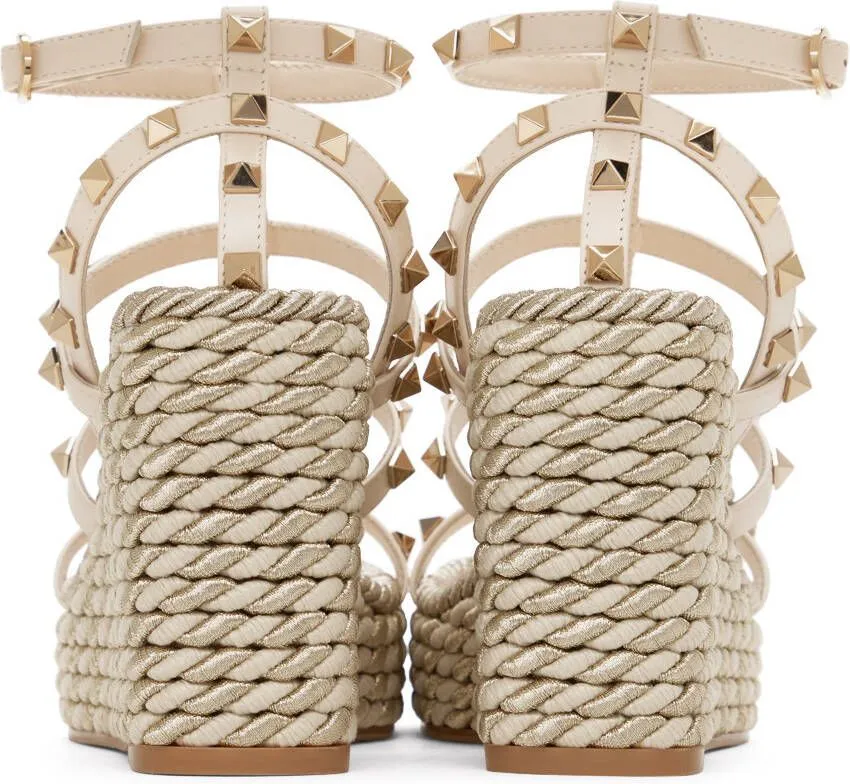 Valentino Garavani Off-White Rockstud 95 Heeled Sandals