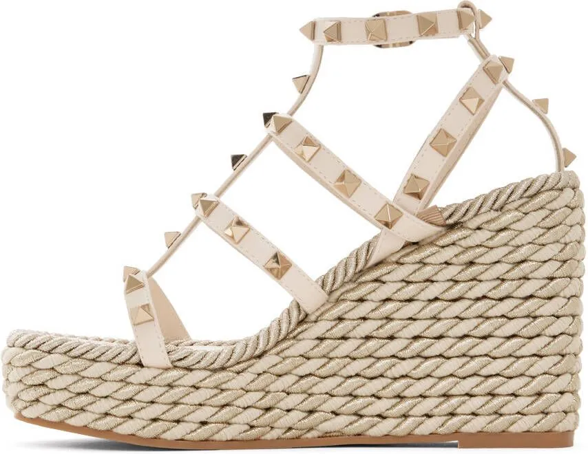 Valentino Garavani Off-White Rockstud 95 Heeled Sandals