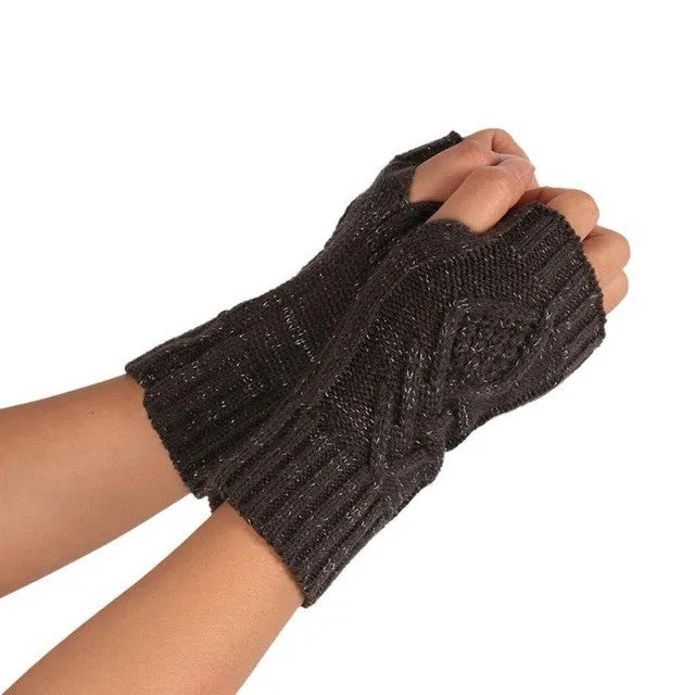 Women  Fingerless Gloves Knitted Half Finger Glove Soft Warm Half Mitten Women Female Gloves Mittens Guantes Mujer  SM6