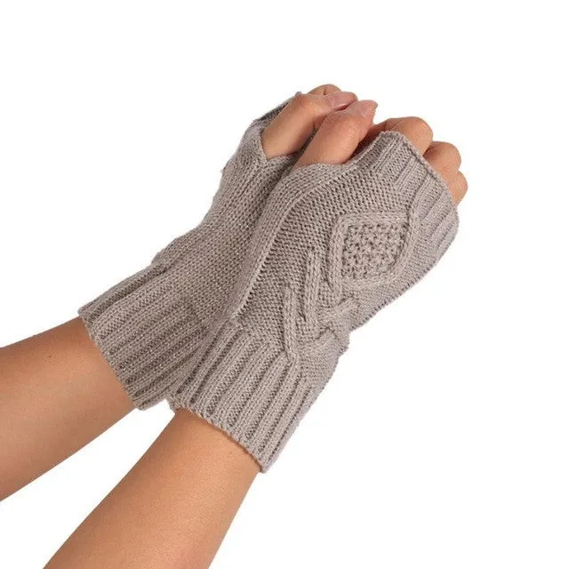 Women  Fingerless Gloves Knitted Half Finger Glove Soft Warm Half Mitten Women Female Gloves Mittens Guantes Mujer  SM6