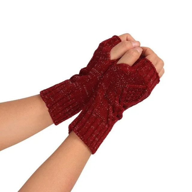 Women  Fingerless Gloves Knitted Half Finger Glove Soft Warm Half Mitten Women Female Gloves Mittens Guantes Mujer  SM6