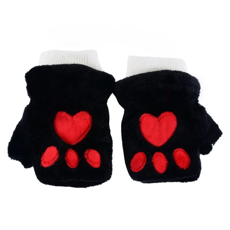 Women Girls Fingerless Warm Fur Fleece Gloves Cute Mittens Wrist Glove 6 Colors SM6