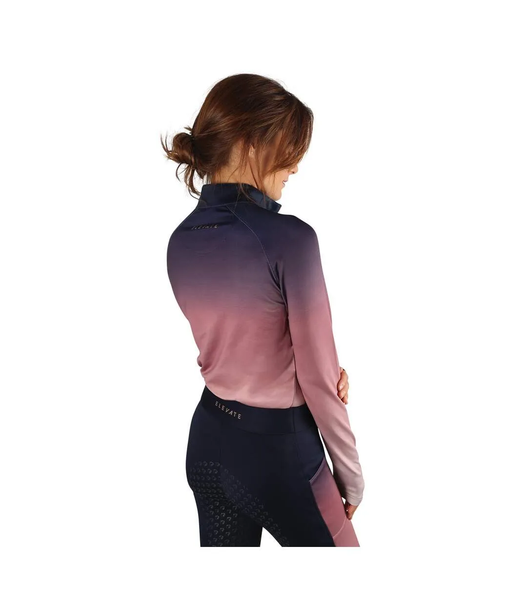 Womens/ladies elevate ombre base layer top navy/rose HyFASHION