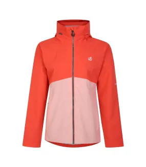 Womens/ladies trail colour block waterproof jacket neon peach Dare 2B