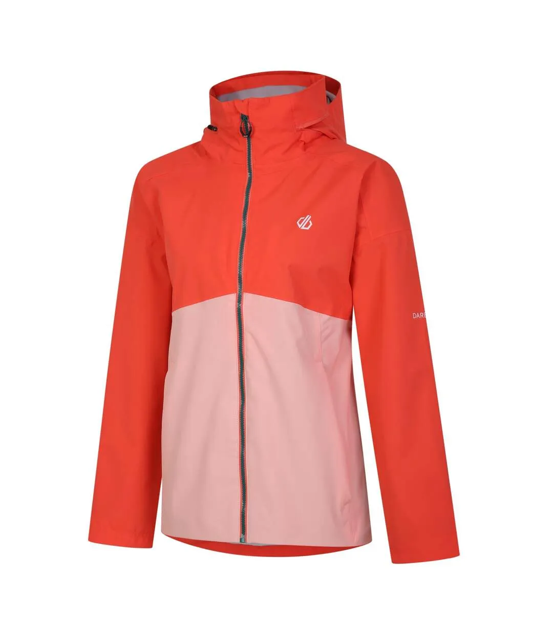 Womens/ladies trail colour block waterproof jacket neon peach Dare 2B